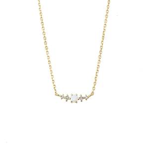 October Birthstone Necklace Opal + Gold
