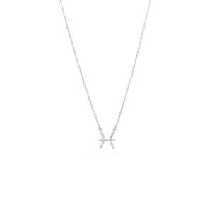 Sterling Silver Necklaces: Pisces Necklace CZ + Silver