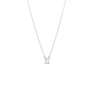 Gemini Necklace CZ + Silver