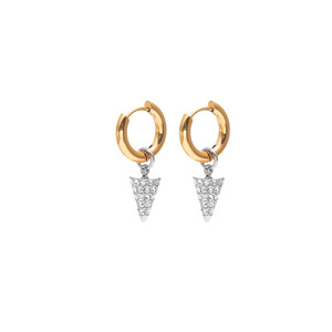 Voltage Two Tone Hoop Earrings CZ + Silver + Gold