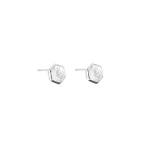 Mini Harmony Studs Crystal Quartz + Silver