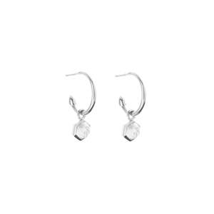 Gifts Under 200: Mini Harmony Hoops Crystal Quartz + Silver