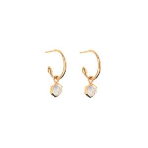 Mini Harmony Hoops Crystal Quartz + Gold