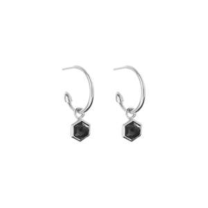 Gifts Under 200: Mini Harmony Hoops Black Spinel + Silver