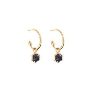 Mini Harmony Hoops Black Spinel + Gold