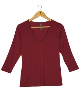 All: Silkspun 3/4 Sleeve V Neck - Clearance; Sunset Size S