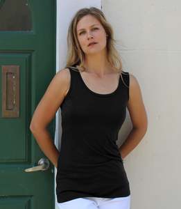 Womens Silk Clothing: Silkspun Longline Sleeveless - Clearance