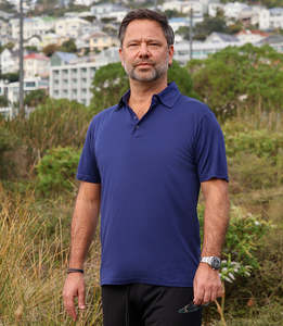 Mens Silk Clothing: Silkspun Short Sleeve Polo Shirt - Clearance; Navy Size XXXL