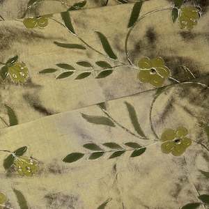 Powerloom Silks: EMBROIDERED OLIVE POWERLOOM SILK
