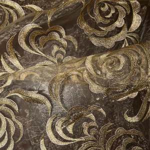 All Silks: EMBROIDERED ROSE GOLD ORGANZA