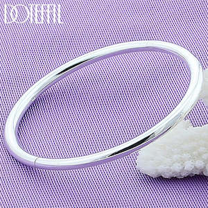 DOTEFFIL 925 Sterling Silver Solid Smooth Opening Bangles Bracelet For Woman Wed&hellip;