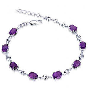 .925 Silver Bracelet -Amethyst Crystal