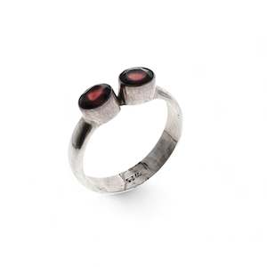 Double Garnet and .925 Sterling Silver Ring