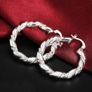 Stock Less Than 1: 925 Sterling Silver Twisted Hoop Earrings