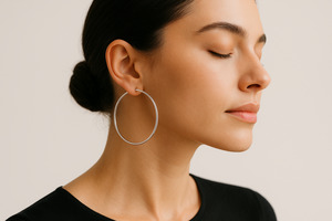 Total Stock Over 0 Items: .925 Sterling Silver Hoop Earrings - 56mm