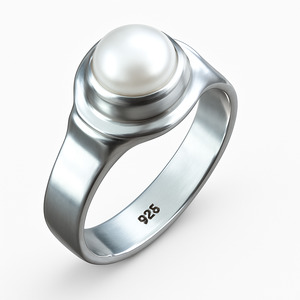Stock Less Than 1: Genuine .925 Silver and Pearl Solitaire Ring