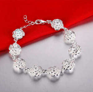 Sterling Silver Flower Bracelet - Adjustable 200mm