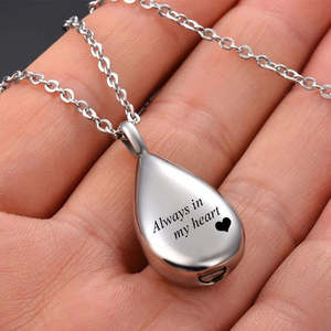 Total Stock Over 0 Items: Sterling Silver Teardrop Ashes Necklace - Memorial Keepsake Pendant