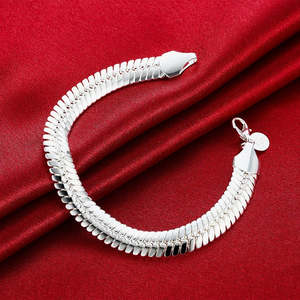 Total Stock Over 0 Items: 925 Sterling Silver Snake Bracelet 10mm Wide 8 Inch - Flexible Chain