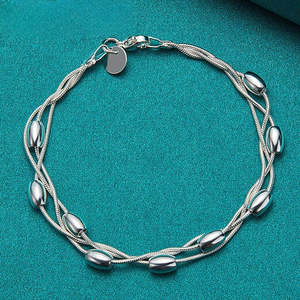 Stock Less Than 1: 925 sterling silver three strand chain Bracelet