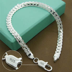 Premium .925 Sterling Silver 6mm Sideways Chain Bracelet