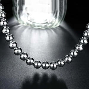 925 Sterling Silver 10mm Hollow Bead Ball Chain Necklace 16" - Premium Quality