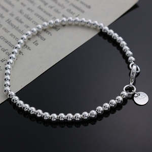 Sterling Silver Ball Bracelet - 925 Silver Bead Bracelet 4mm