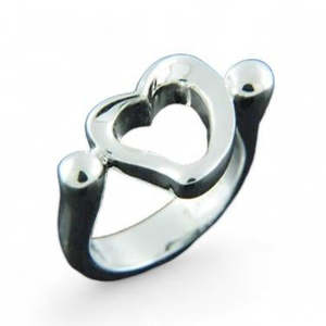 Genuine 925 Silver Open Heart Ring