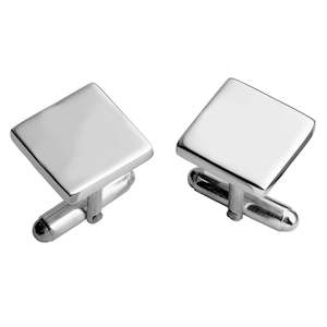 Sterling Silver Post Cufflinks - Plain Square
