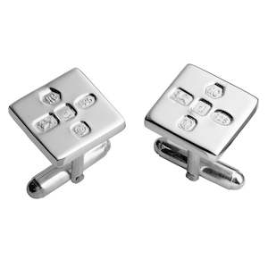 Sterling Silver Post Cufflinks - Hallmarked Square