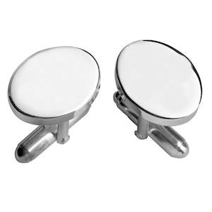 Sterling Silver Post Cufflinks - Plain Oval