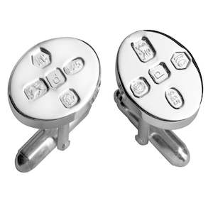Sterling Silver Post Cufflinks - Hallmarked Oval