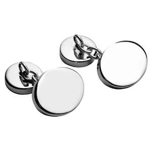 Mens Gifts: Sterling Silver Chain Cufflinks - Plain Oval