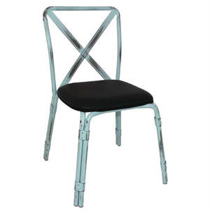 Chairs: Bolero GM649 - Four Steel Chairs with Black PU Seats