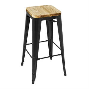 Chairs: Bolero GM640 - Four Bistro High Stools with Wooden Seat Pads