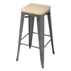 Chairs: Bolero GM639 - Four Bistro High Stools with Wooden Seat Pads