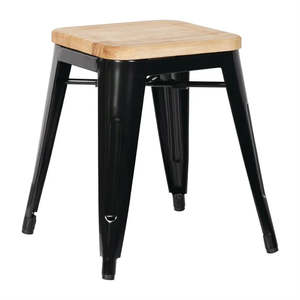 Chairs: Bolero GM635 - Four Bistro Low Stools with Wooden Seat Pads
