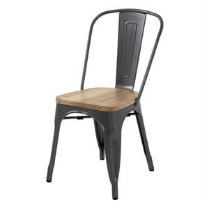 Chairs: Bolero GG708 - Four Steel Dining Side Chairs with Wooden Seat Pads