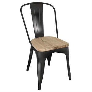 Chairs: Bolero GG707 - Four Steel Dining Side Chairs With Wooden Seat Pads