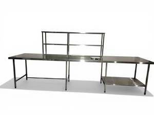 Used Commercial Kitchen Equipment: Custom Prep Bench with Overshelves