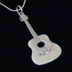 Acoustic Guitar Necklace Silver