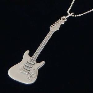 Electric Guitar Necklace Silver