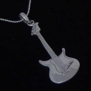 Necklace Pendants: Large Guitar Necklace Silver