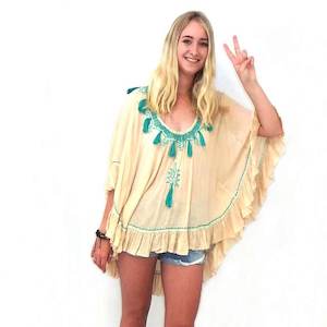 Bohemian Poncho Top Cream