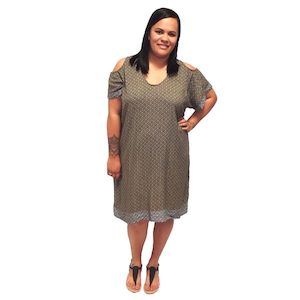 Dresses: Cold Shoulder Border Dress