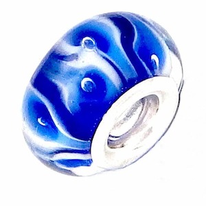 Charm Bracelet Beads: Blue Swirls Glass Bead