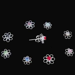 Sterling Silver: Jewelled Flower Stud