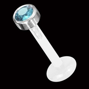 Body Jewellery: Bioplast 14 Gauge Lip Bar Jewelled