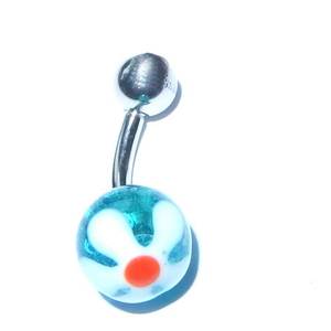 Body Jewellery: Blue glass Belly Bar