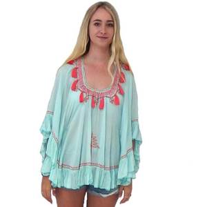 Bohemian Poncho Top Aqua